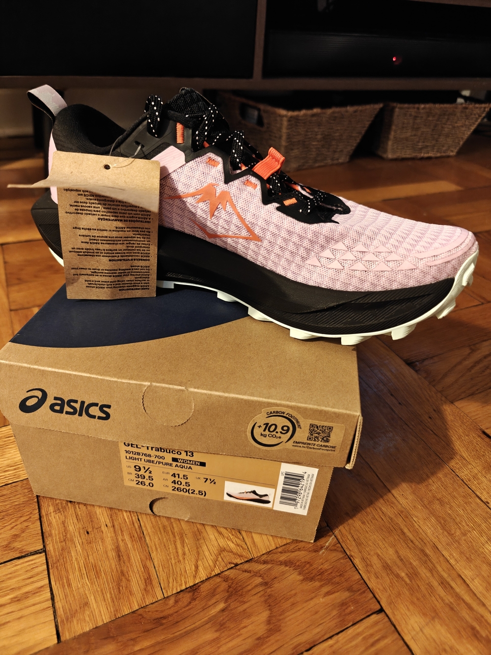 ASICS Pink and Black Women's Trail Running Shoe with Orange Accents